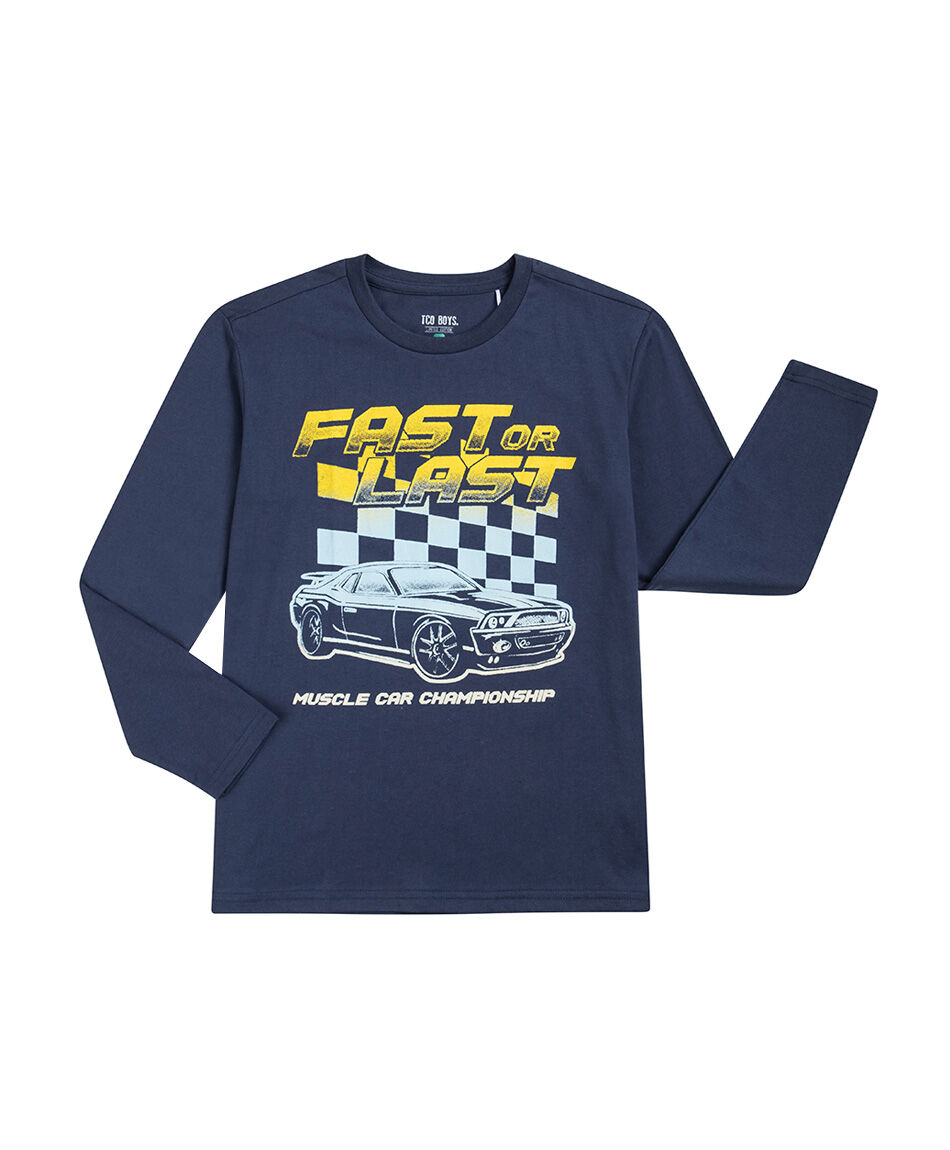 Remera ni&ntilde;o estampado de carreras