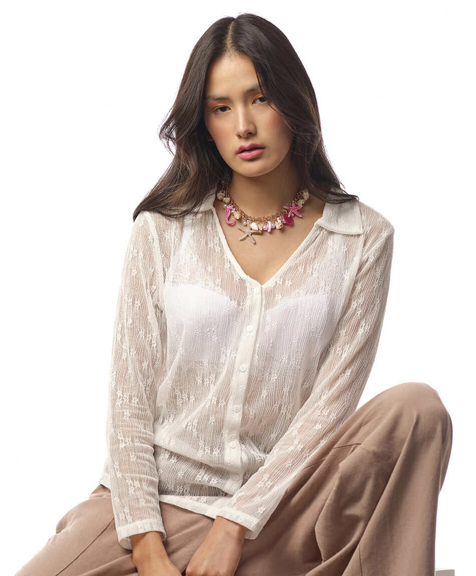 Blusa mujer encajes florcitas