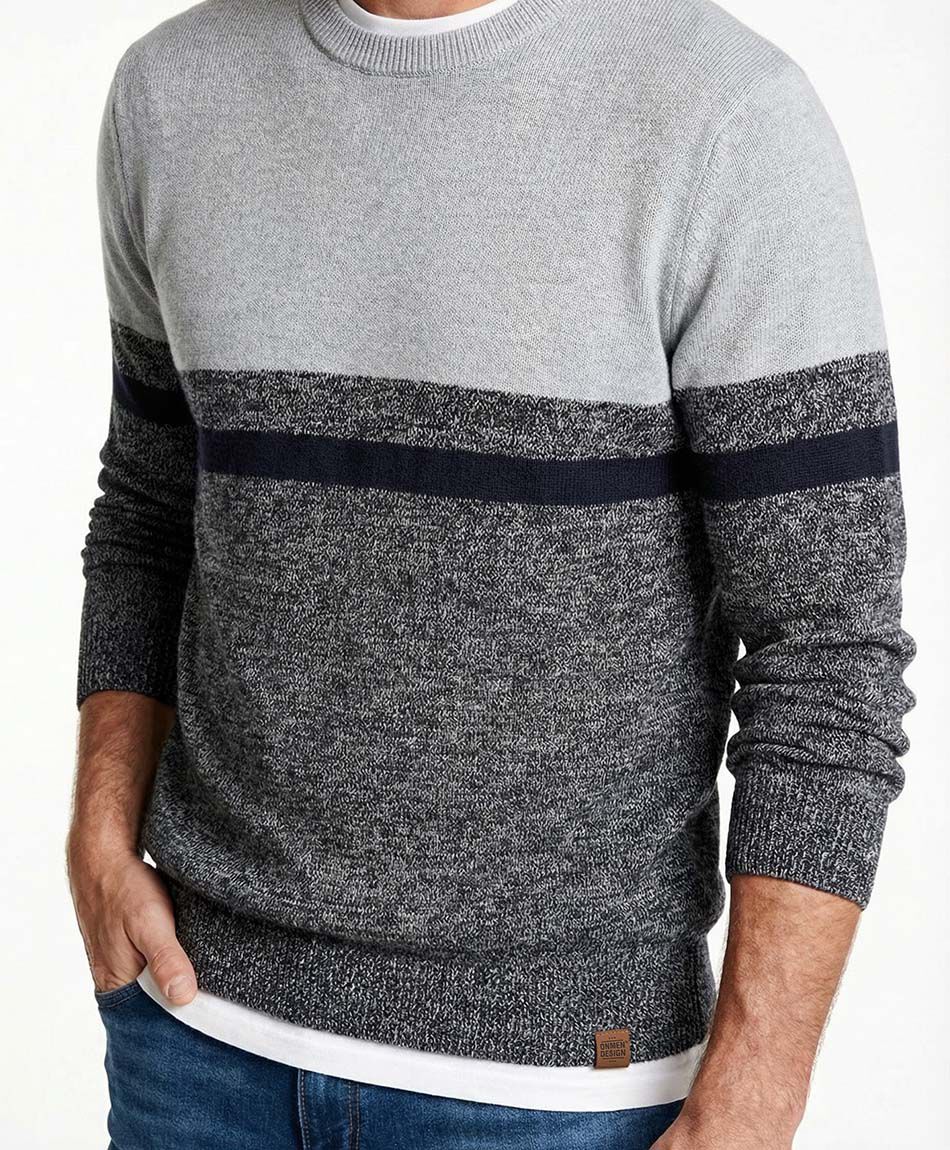 Sweater hombre tricolor gris