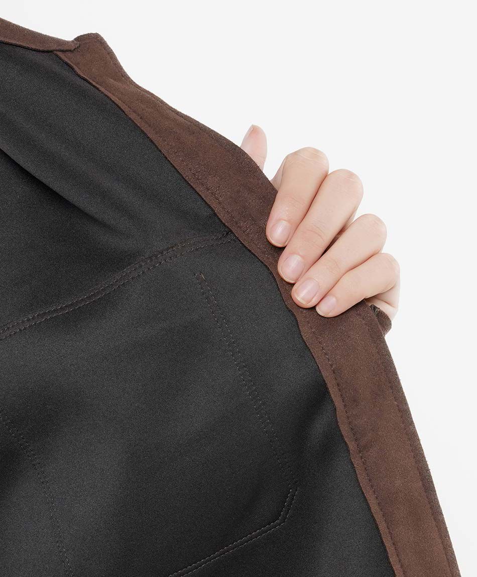 Campera mujer suede botones caf&eacute;