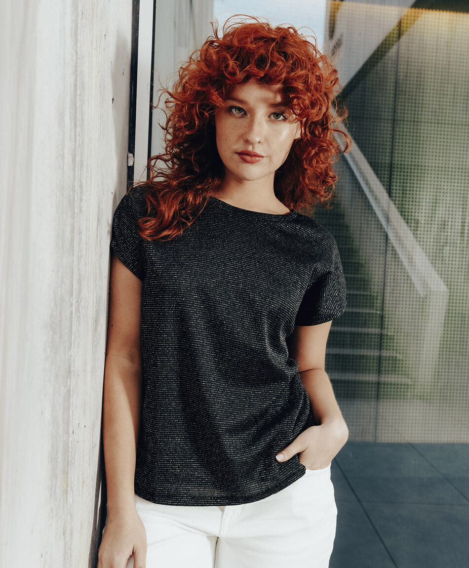 Remera mujer brillos