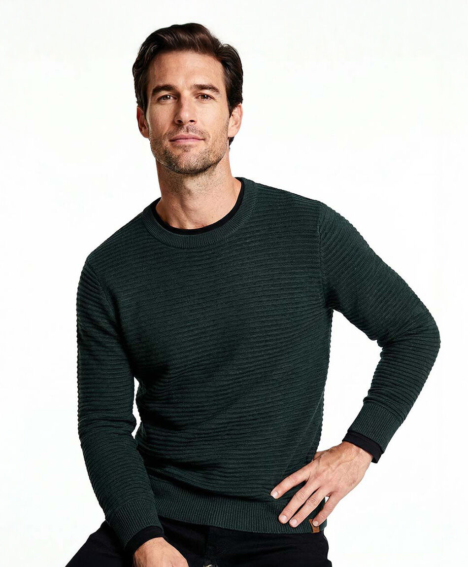 Sweater hombre lineas horizontales green