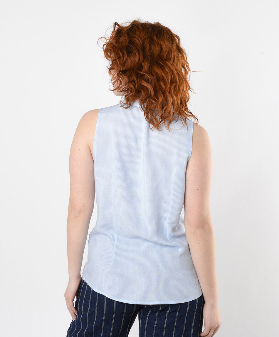 Blusa mujer celeste sin mangas