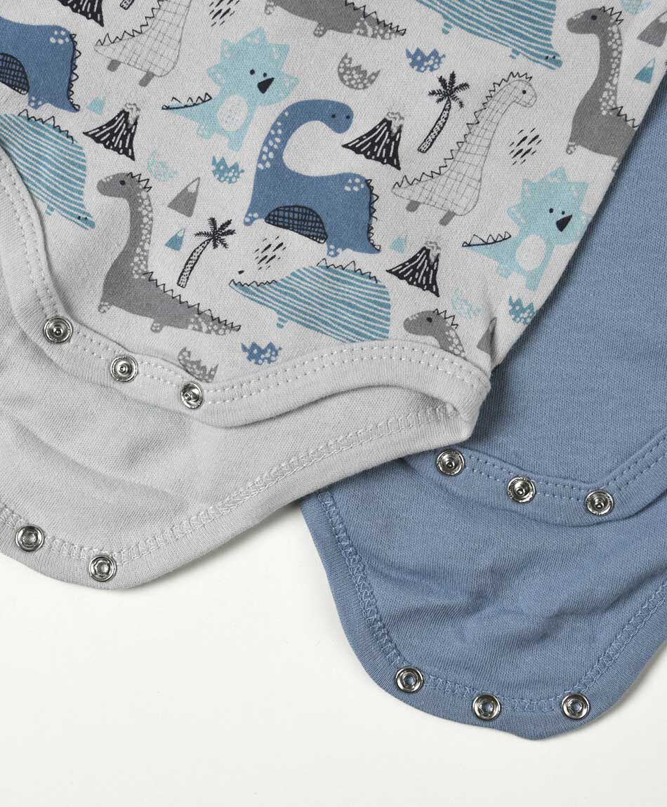 Pack 2 bodies beb&eacute; dinosaurios manga larga