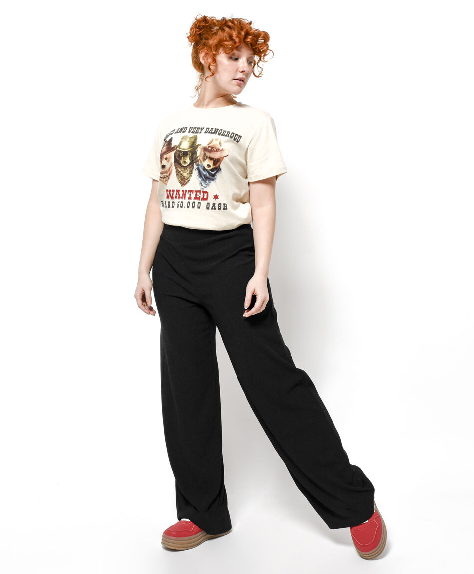 Pantal&oacute;n mujer texturizado black