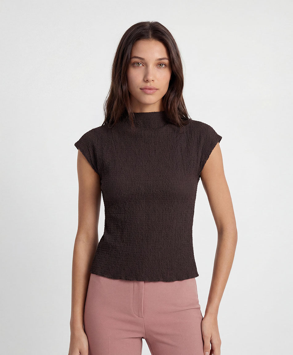 Remera mujer mini cuello textura