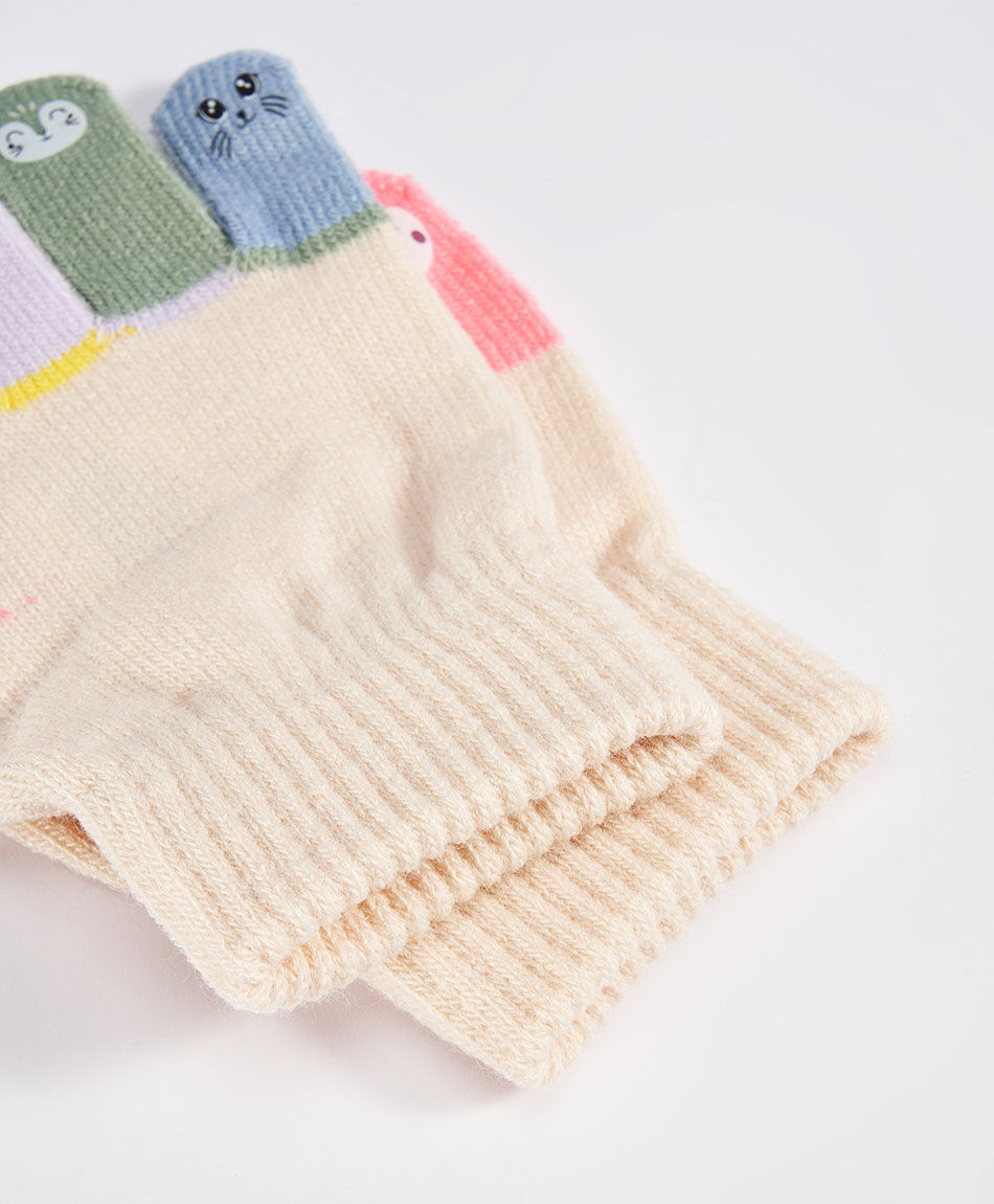 Guantes ni&ntilde;a dise&ntilde;o dedos caritas