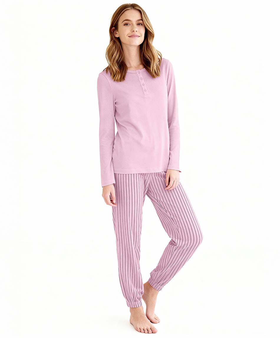 Pijama mujer botones l&iacute;neas