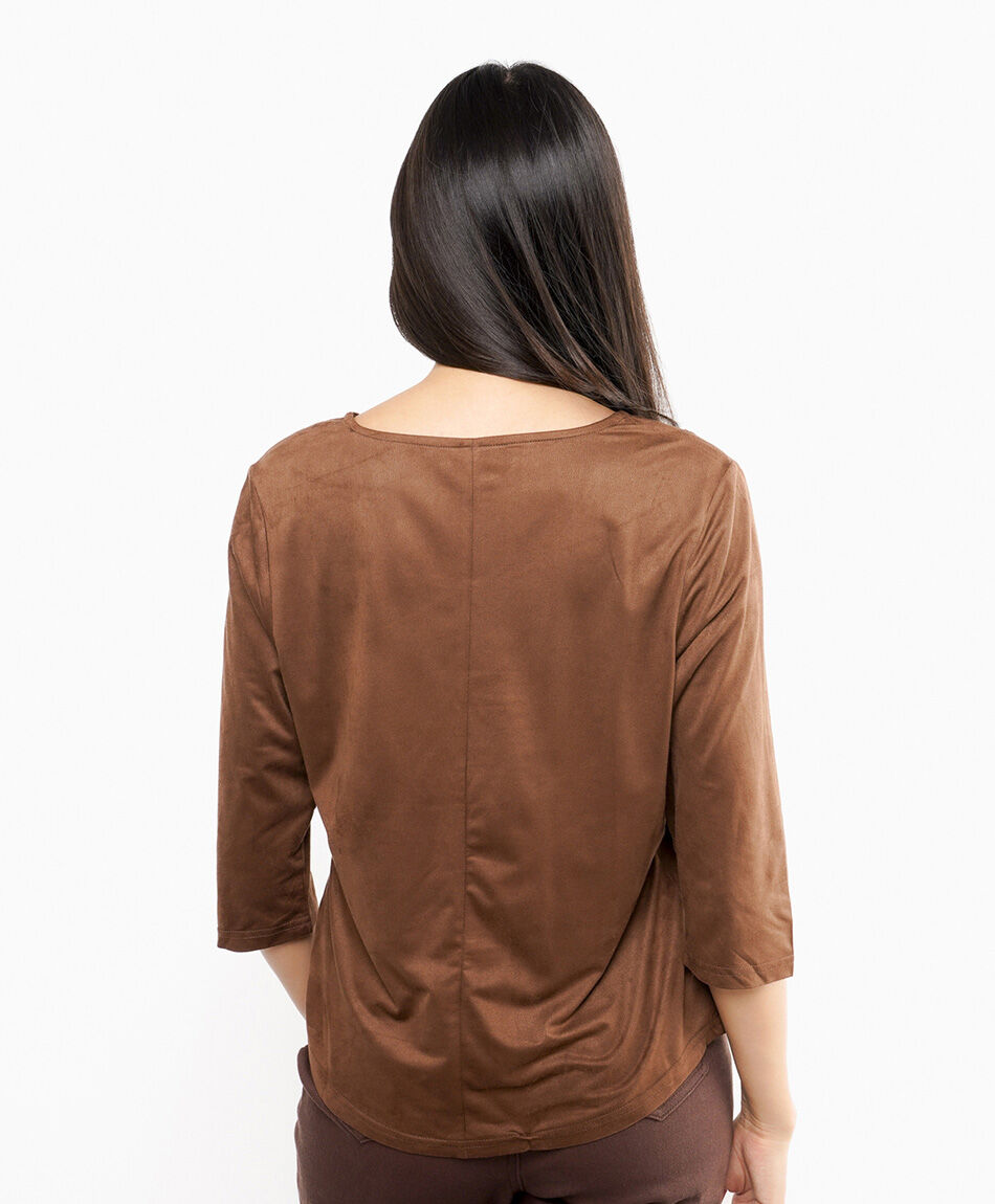 Remera mujer suede costuras