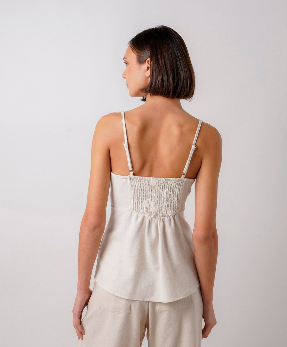 Camisa mujer lazo frontal lino