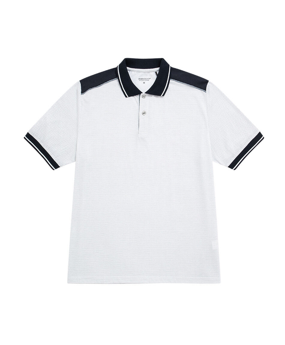 Remera hombre cuello polo black and white