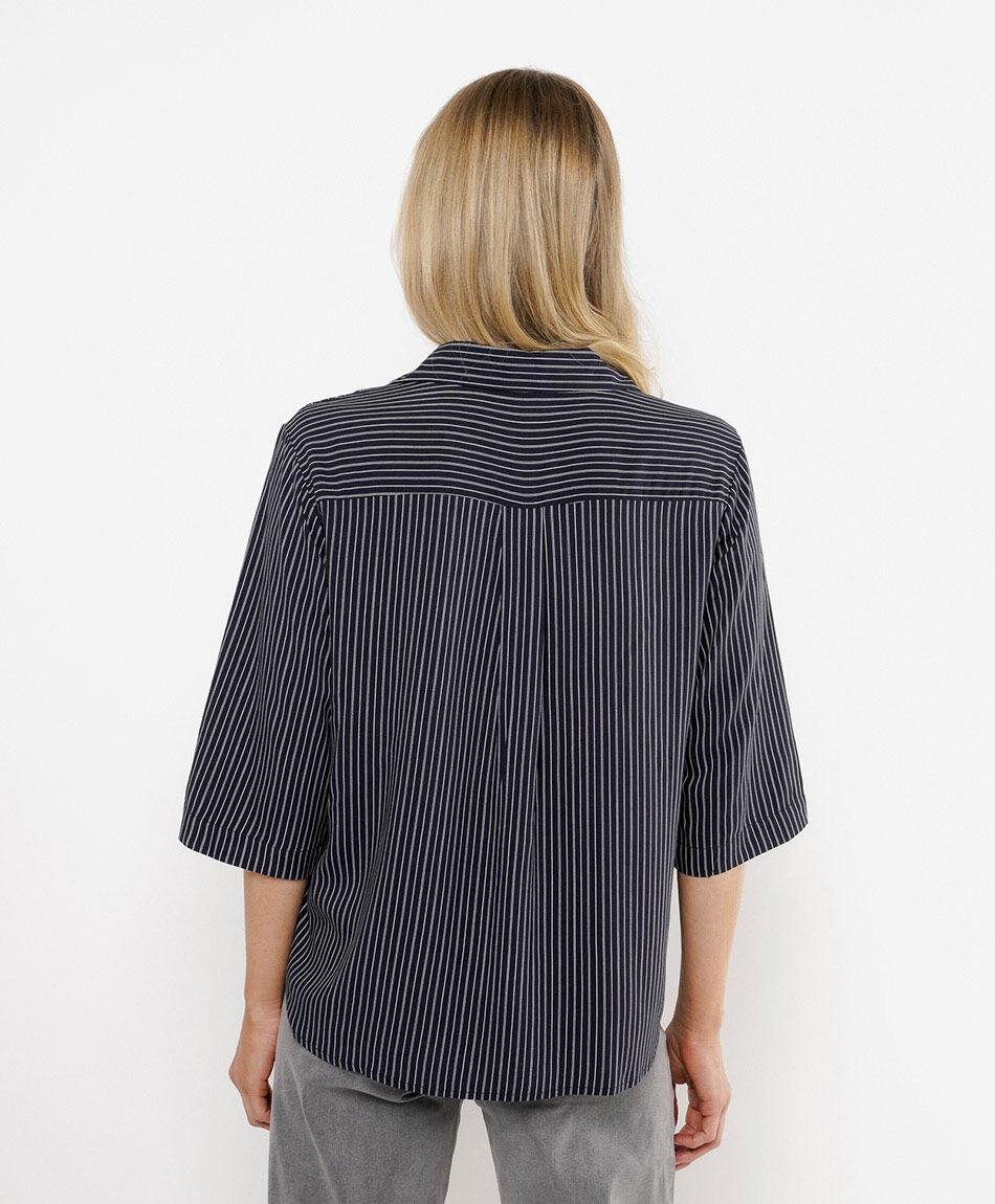 Camisa mujer listada cuello v