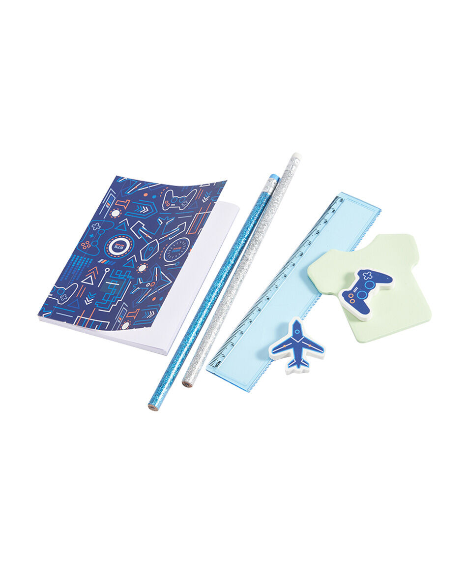 Set libreta + l&aacute;pices escolar gamer
