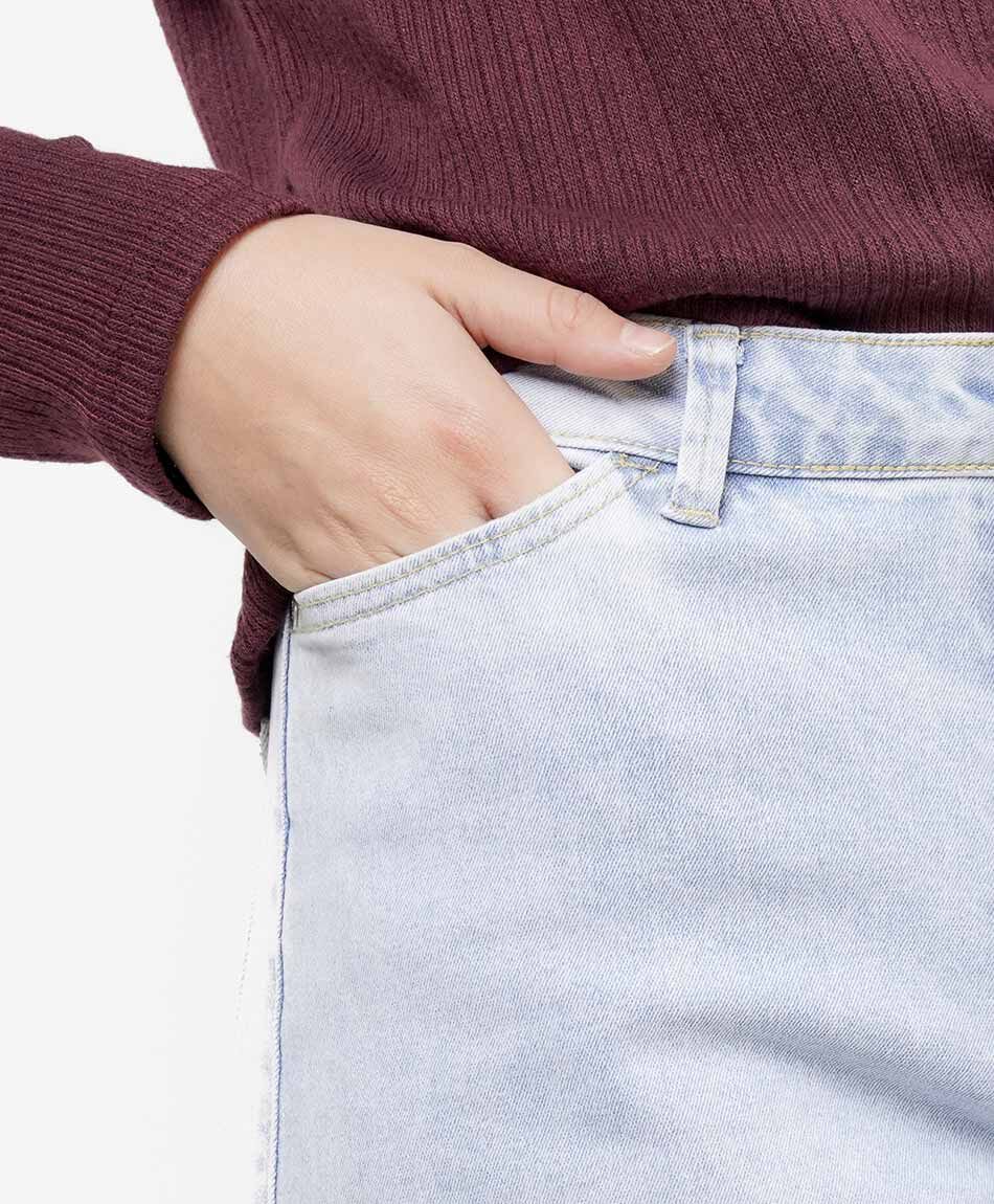 Jeans mujer wide leg bolsillo estrella