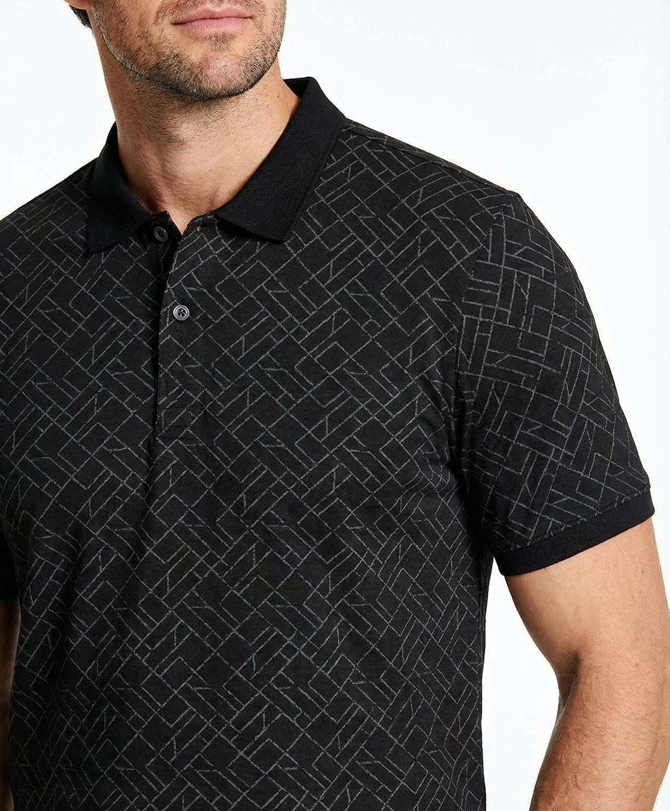 Remera hombre cuello polo negro noche