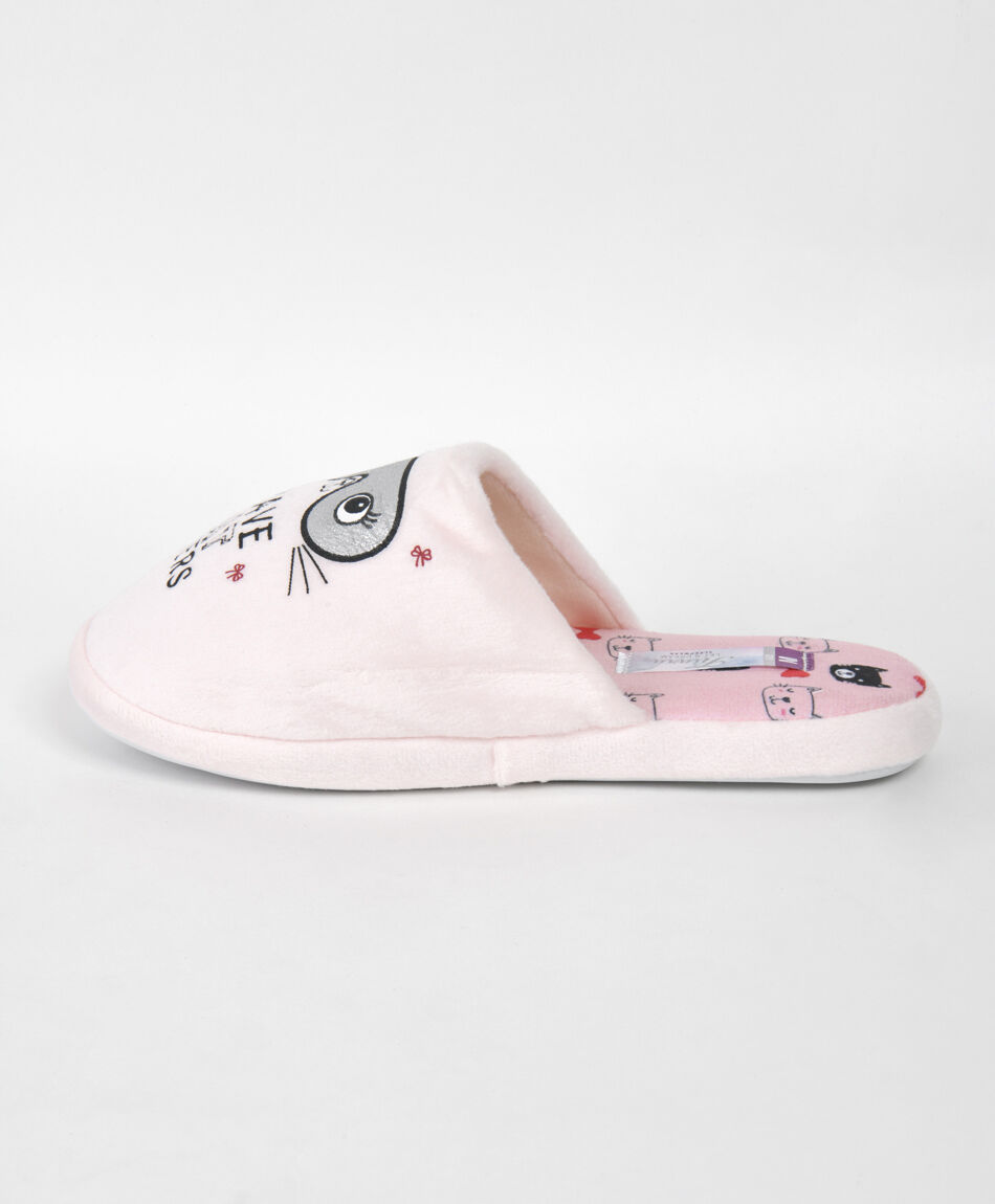 Pantufla mujer gato antifaz