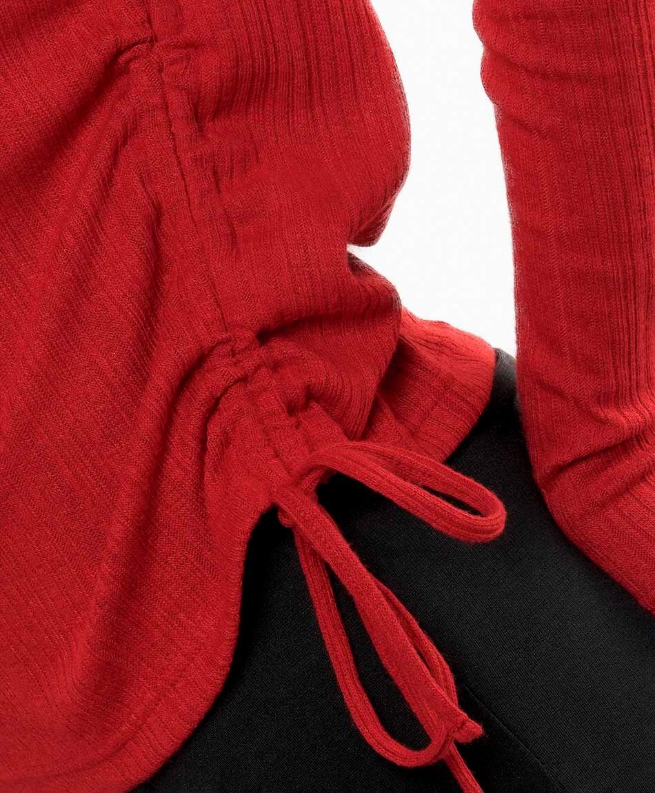 Remera mujer lisa amarre rojo