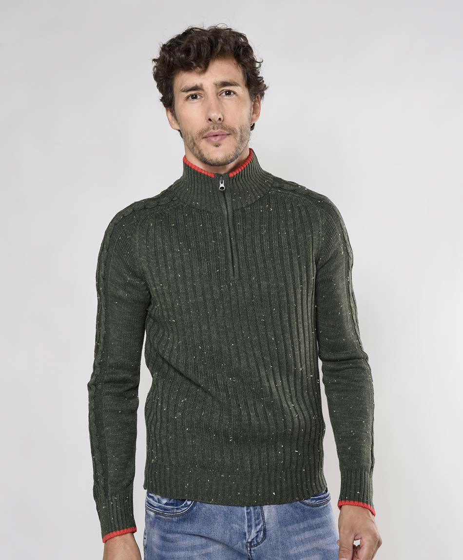 Sweater hombre cierre en cuello