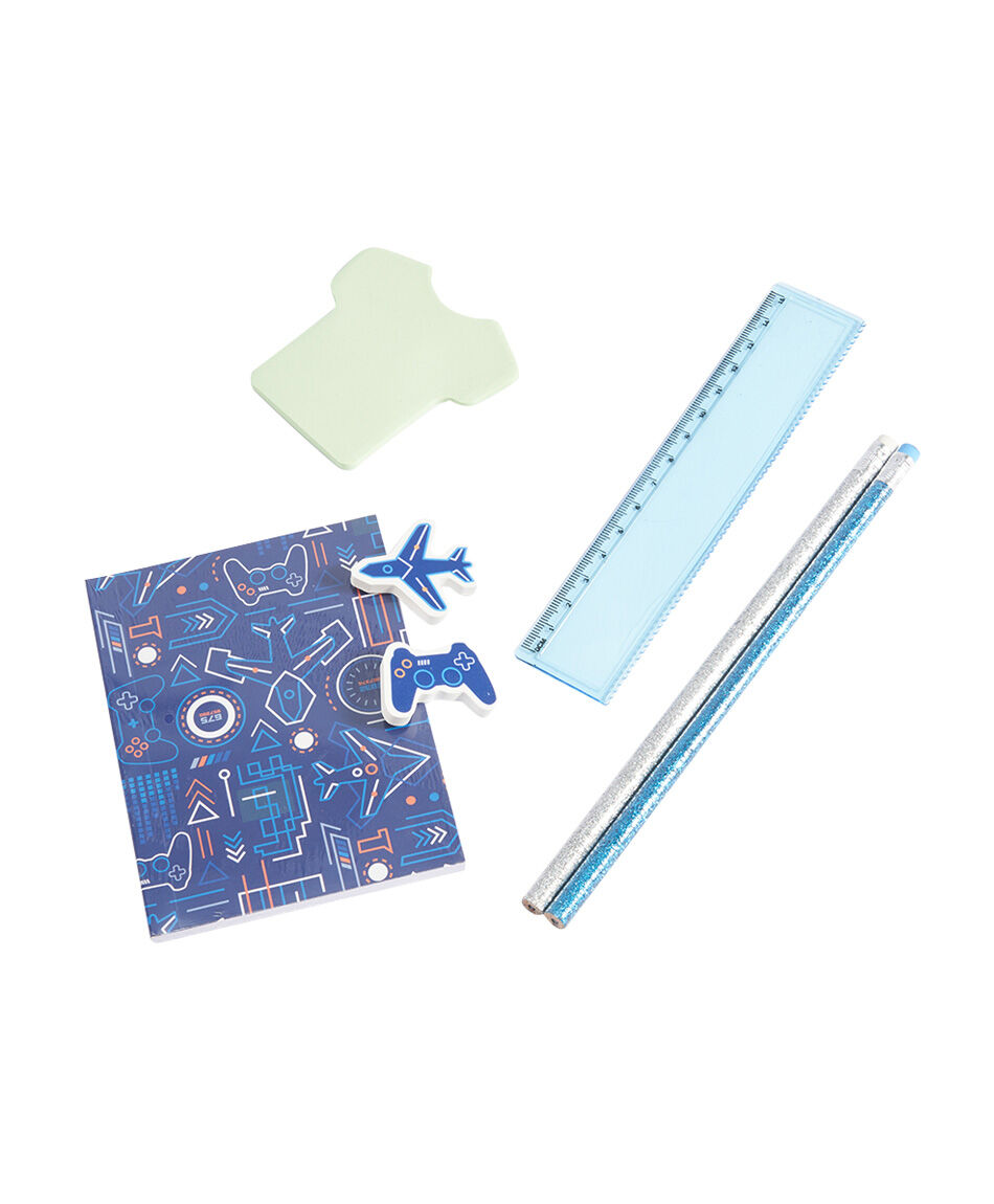 Set libreta + l&aacute;pices escolar gamer