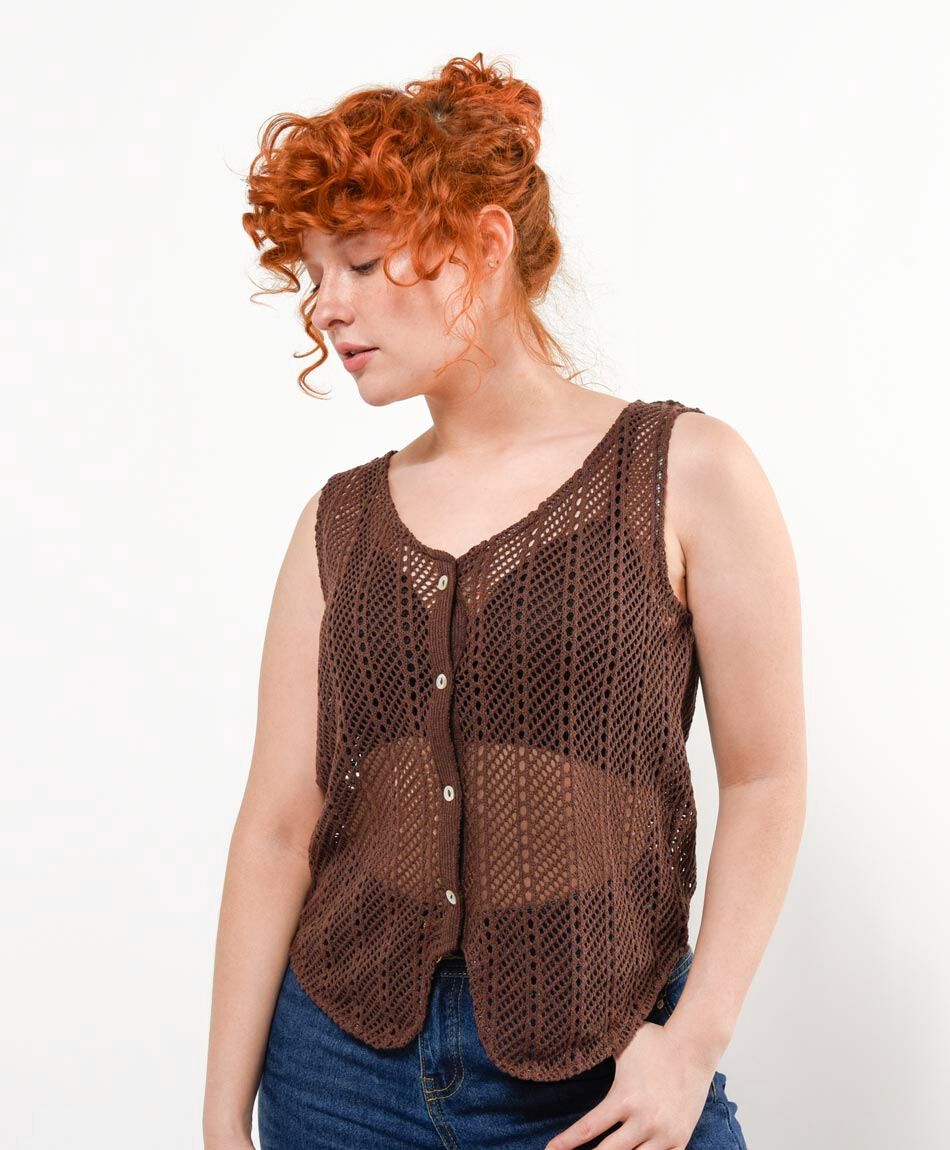 Cardigan mujer crochet botones calado