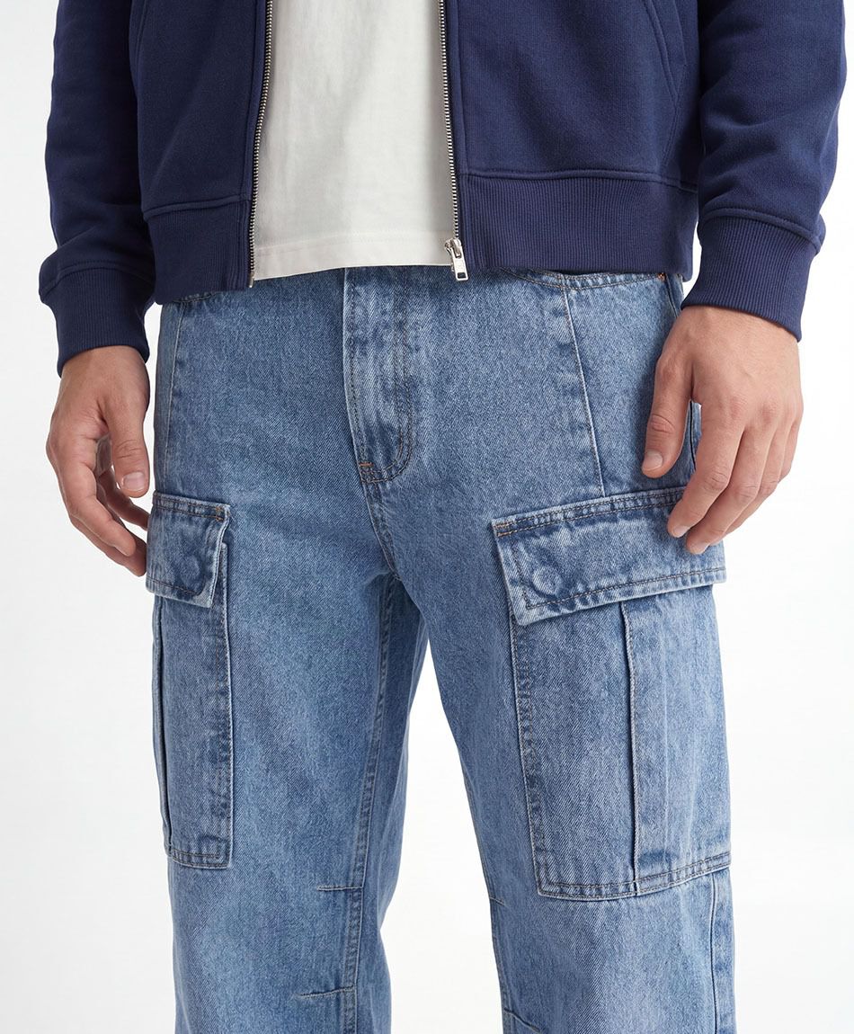 Jeans hombre cargo azul