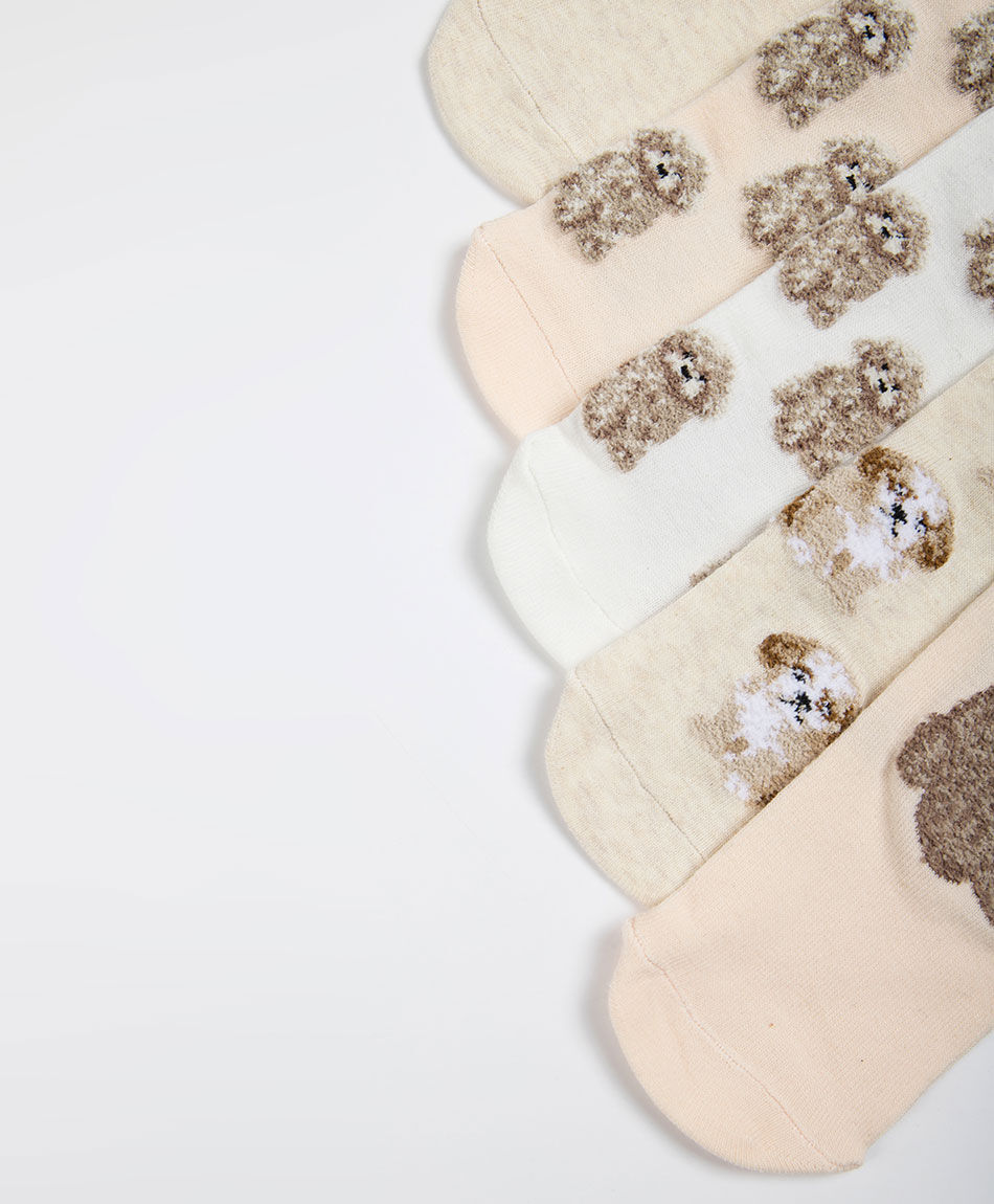 Pack 5 medias mujer cortos perritos