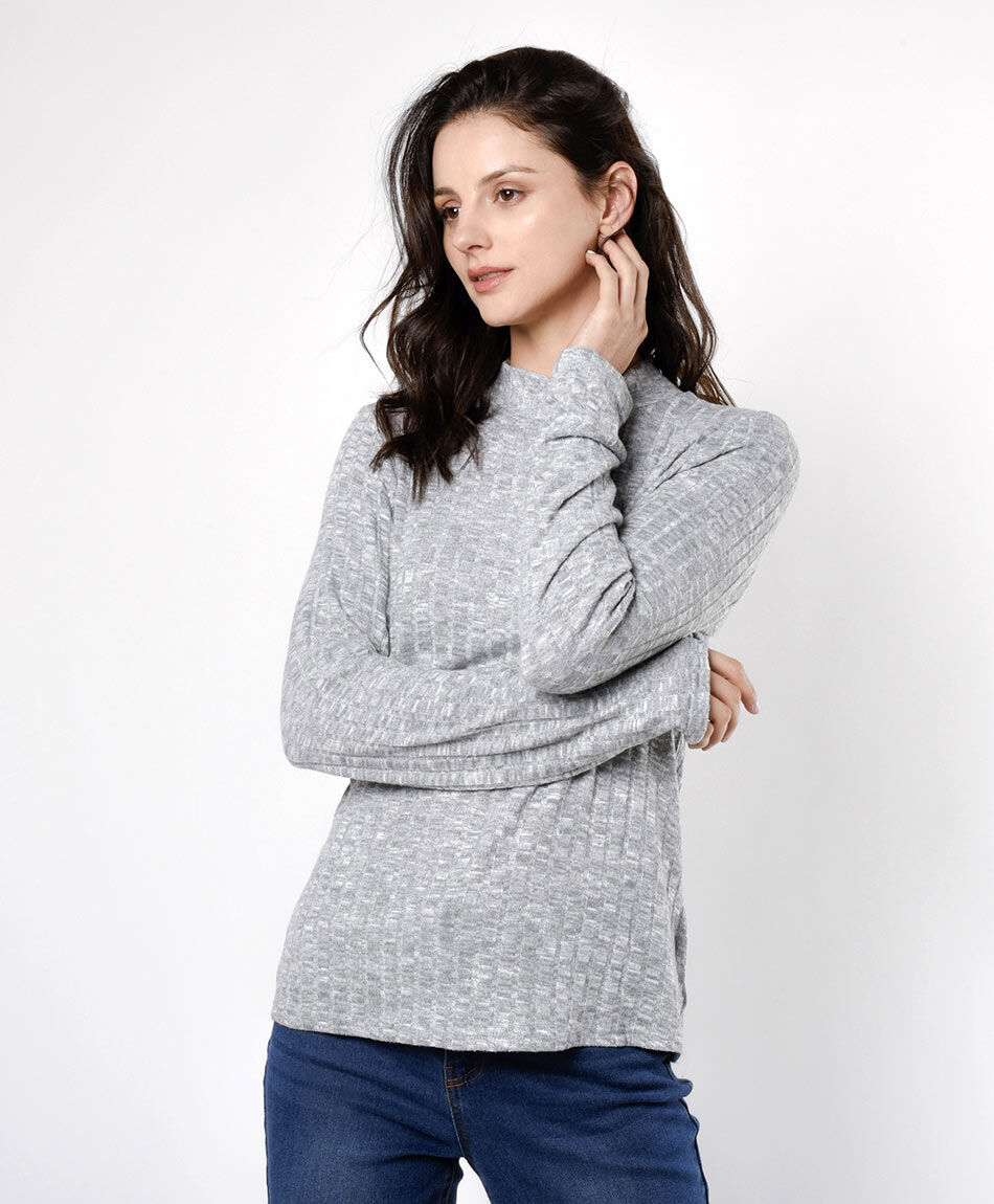 Remera mujer tejida acanalado