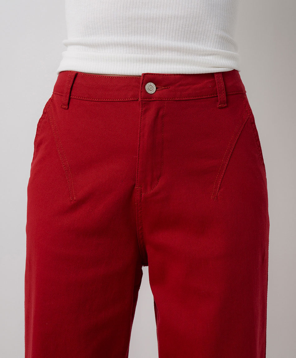 Jeans mujer wide leg rojo