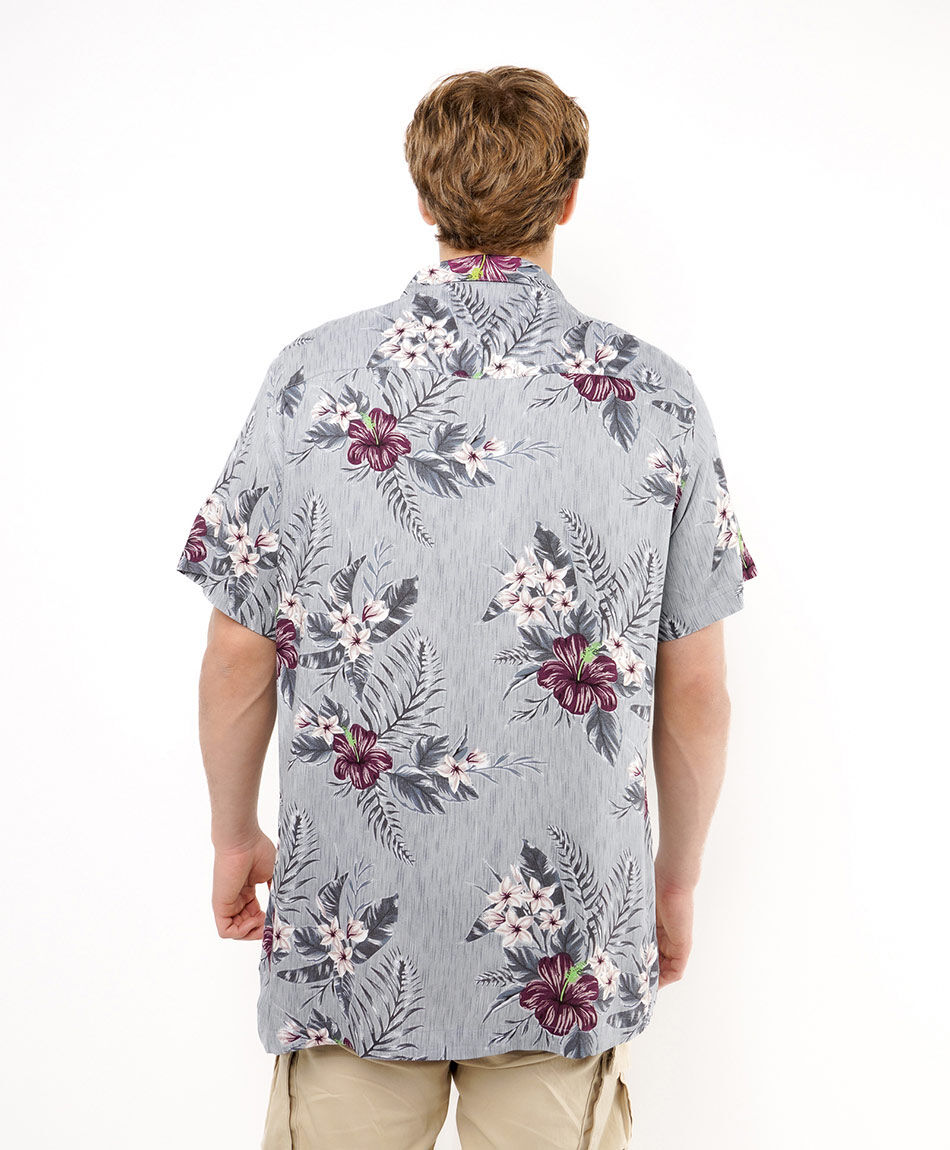 Camisa hombre casual dise&ntilde;o hojas y flores