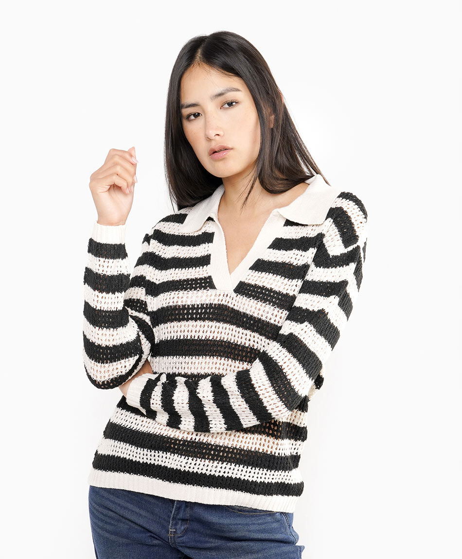 Sweater mujer l&iacute;neas polo