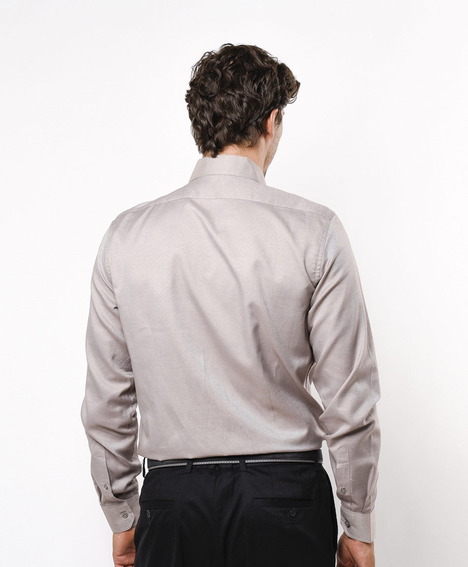 Camisa hombre lisa beige
