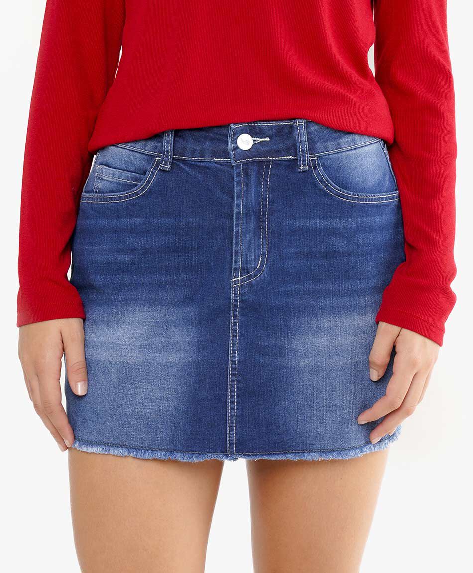 Mini falda mujer denim tono azul
