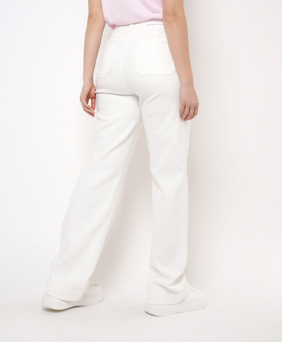 Jeans mujer blanco wide fit