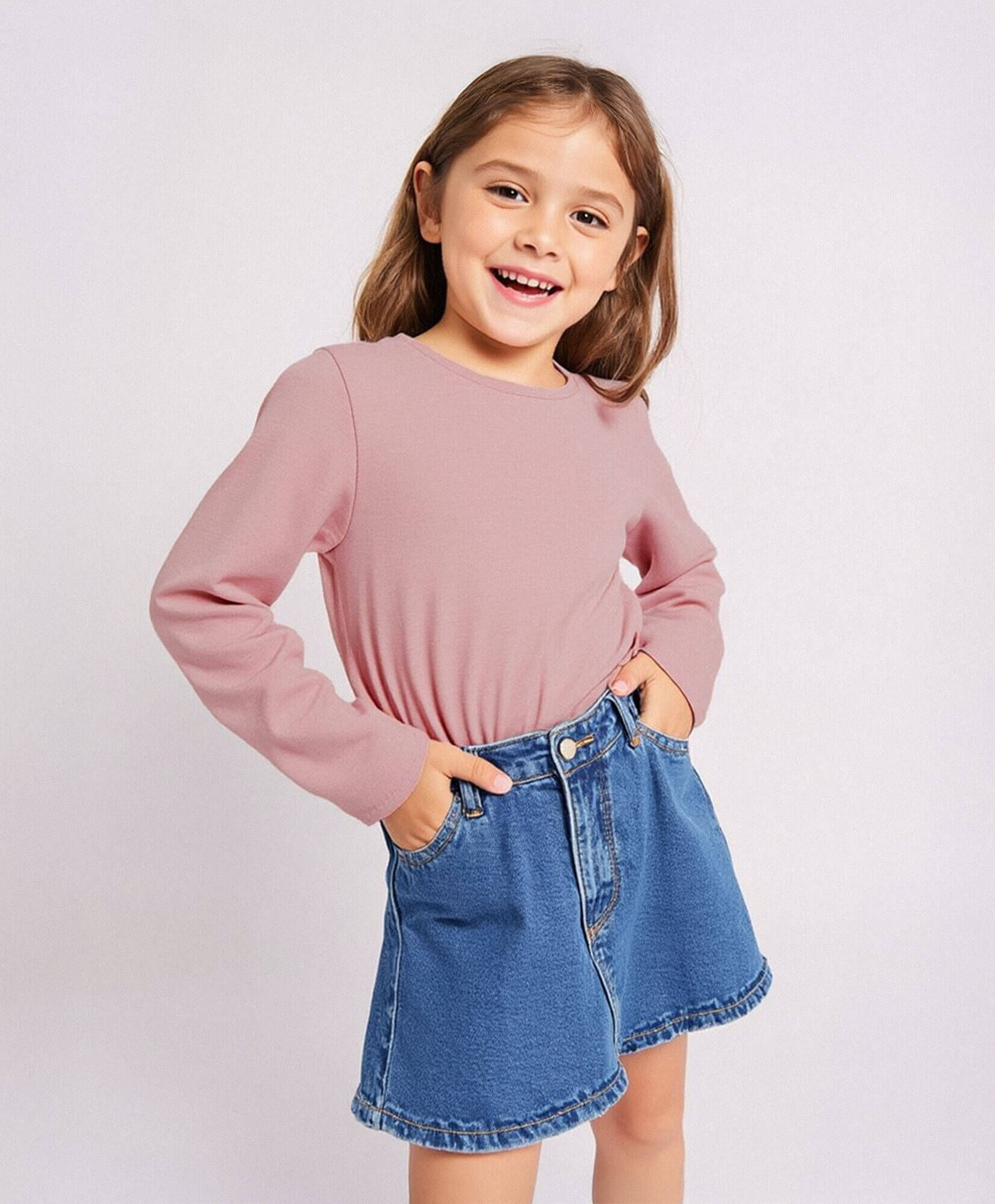 Remera ni&ntilde;a b&aacute;sica manga larga