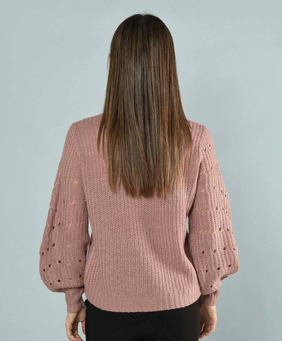 Sweater calado oversize cuello redondo