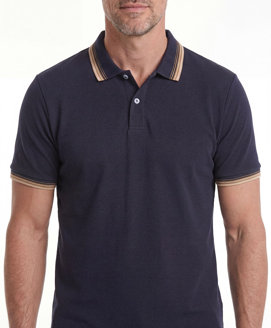 Remera hombre polo l&iacute;neas beige