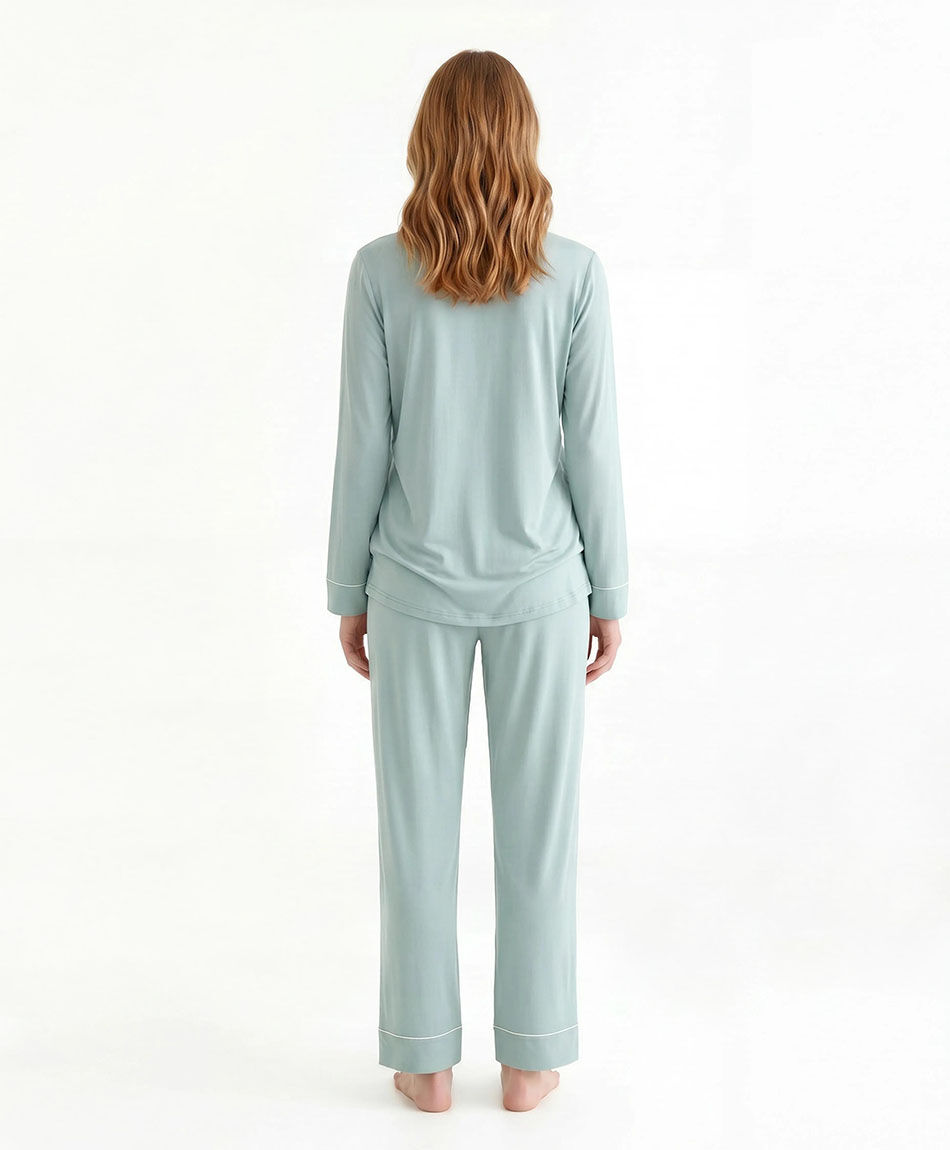 Pijama mujer camisero verde