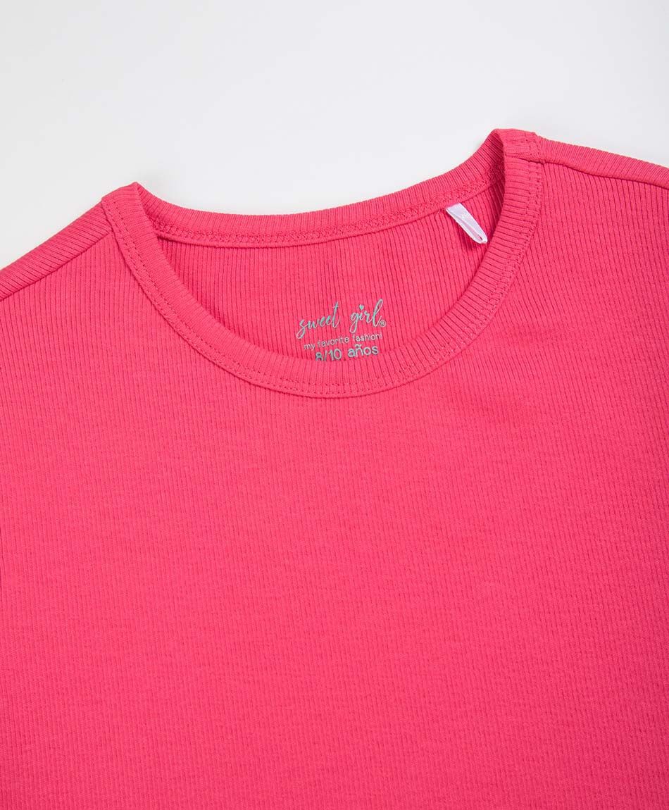 Remera ni&ntilde;a doble lazos fucsia