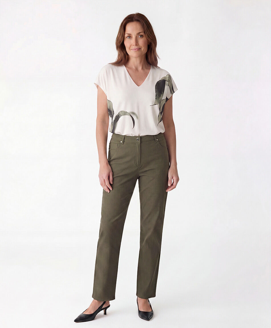 Pantal&oacute;n mujer slim verde