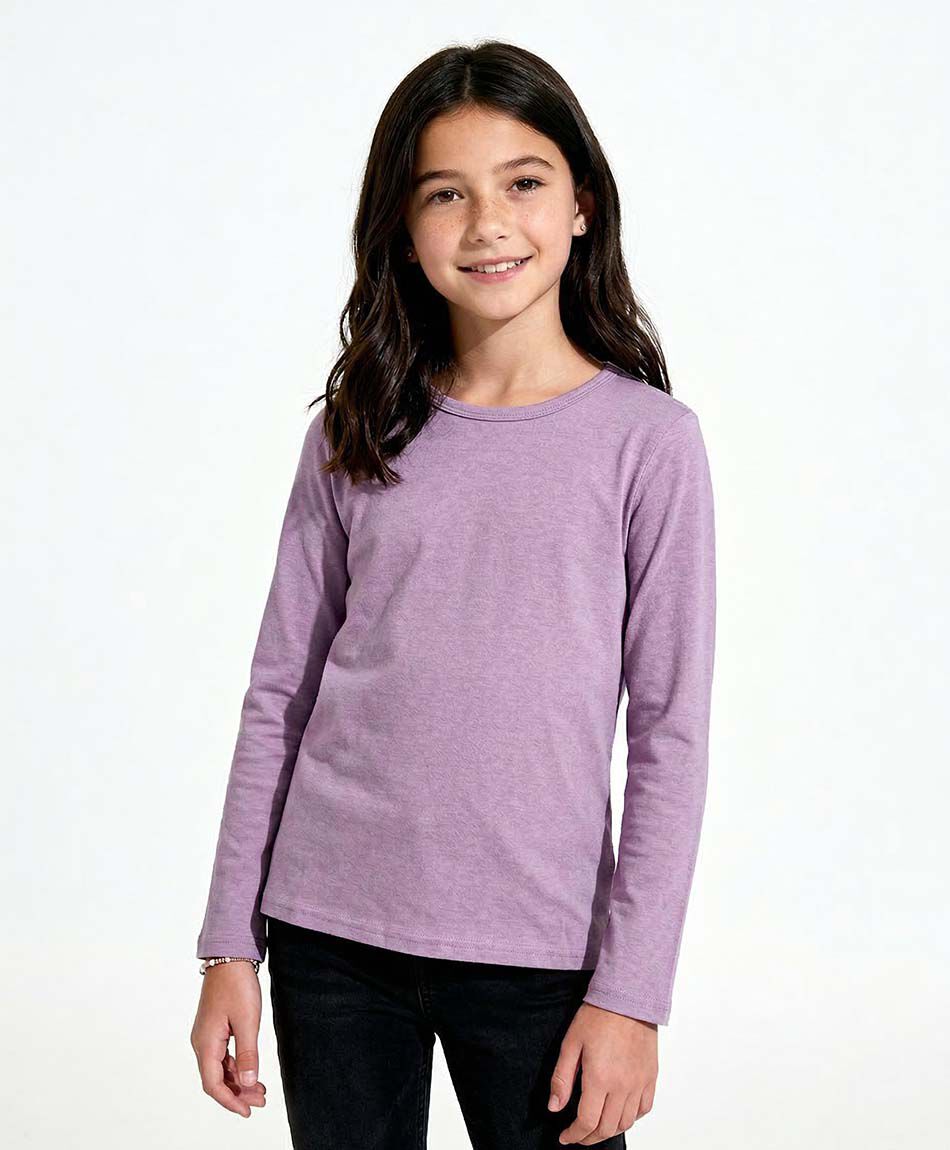 Remera ni&ntilde;a b&aacute;sica manga larga