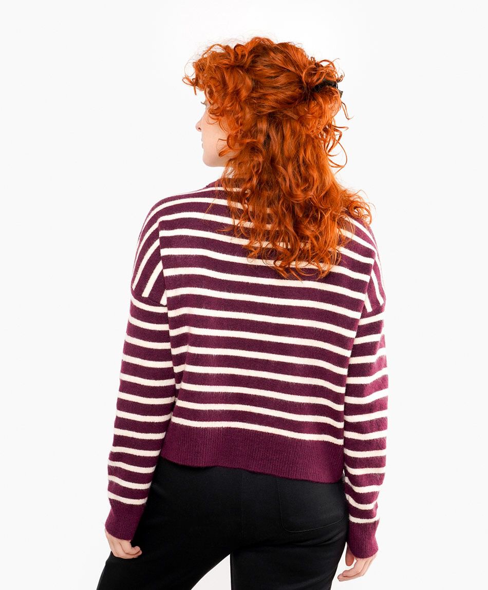 Sweater mujer lineas horizontales white