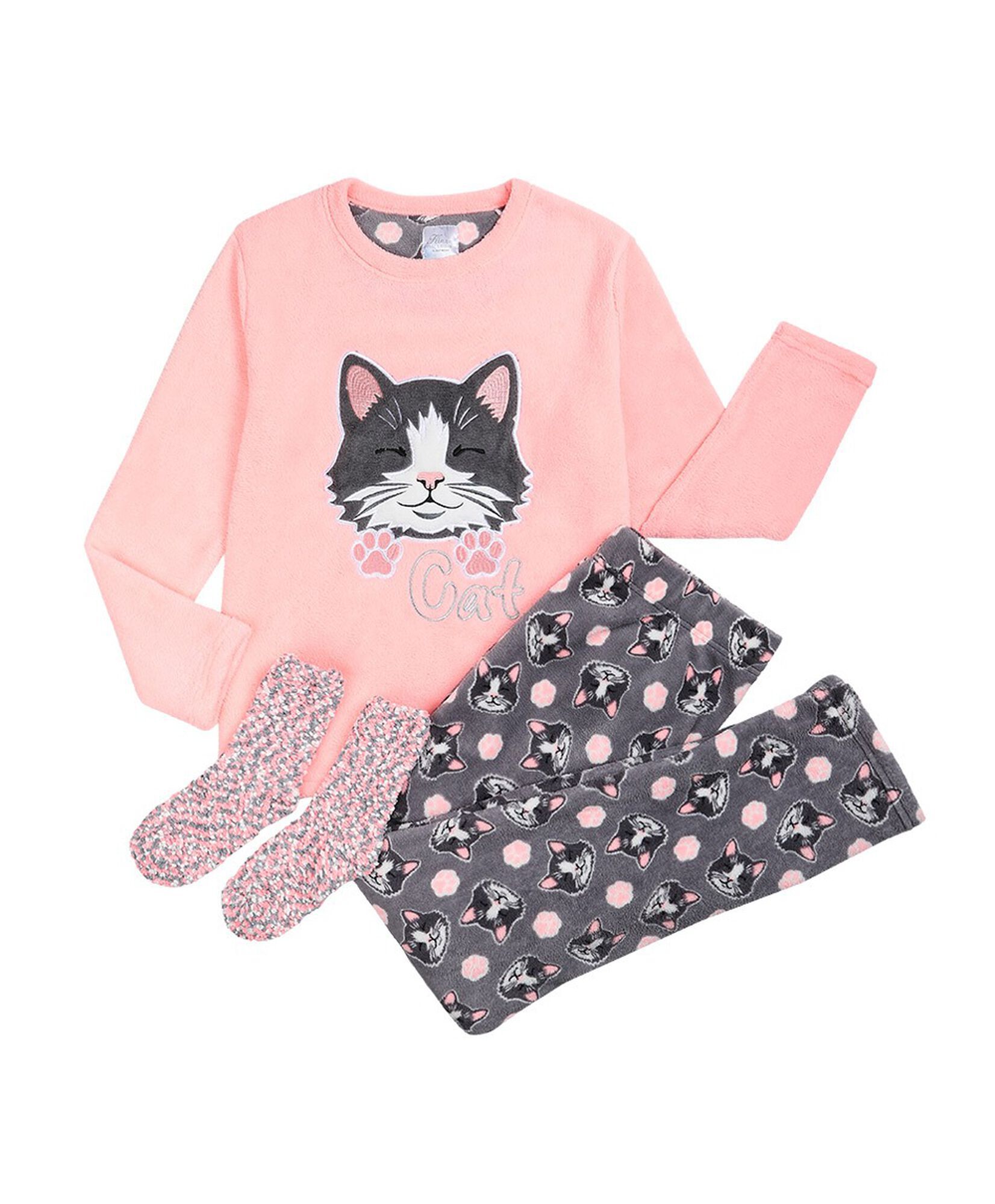 Pack pijama + calcetines gatitos rosa