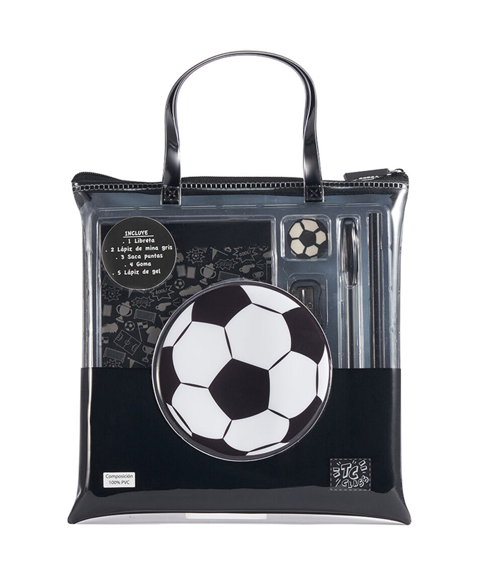 Set libreta + estuche escolar f&uacute;tbol