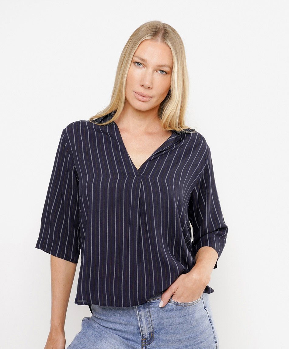 Camisa mujer l&iacute;neas bicolor