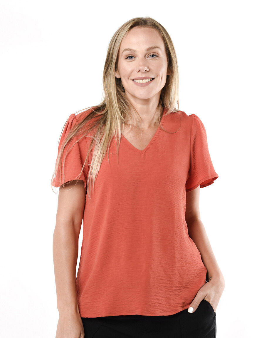 Camisa mujer manga vuelo color