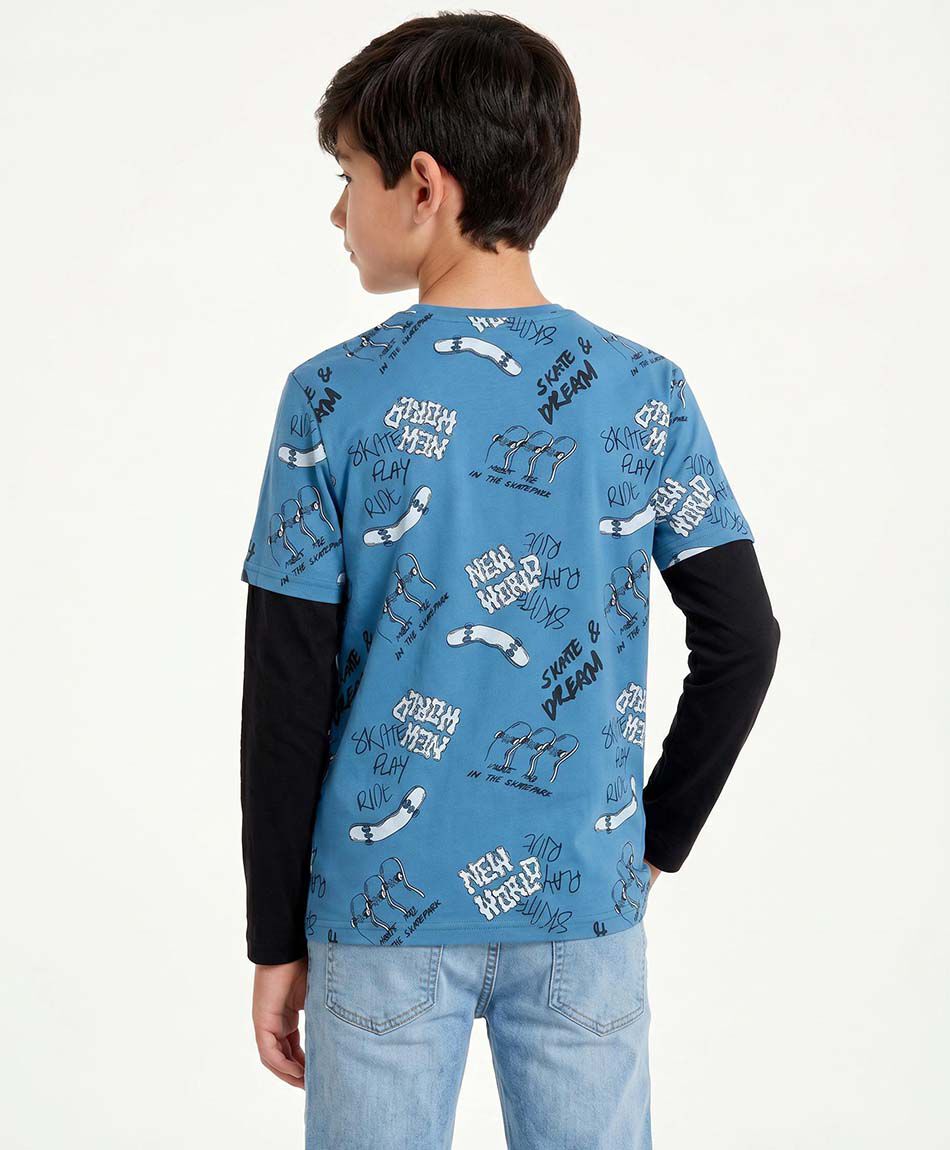 Remera ni&ntilde;o manga larga skates