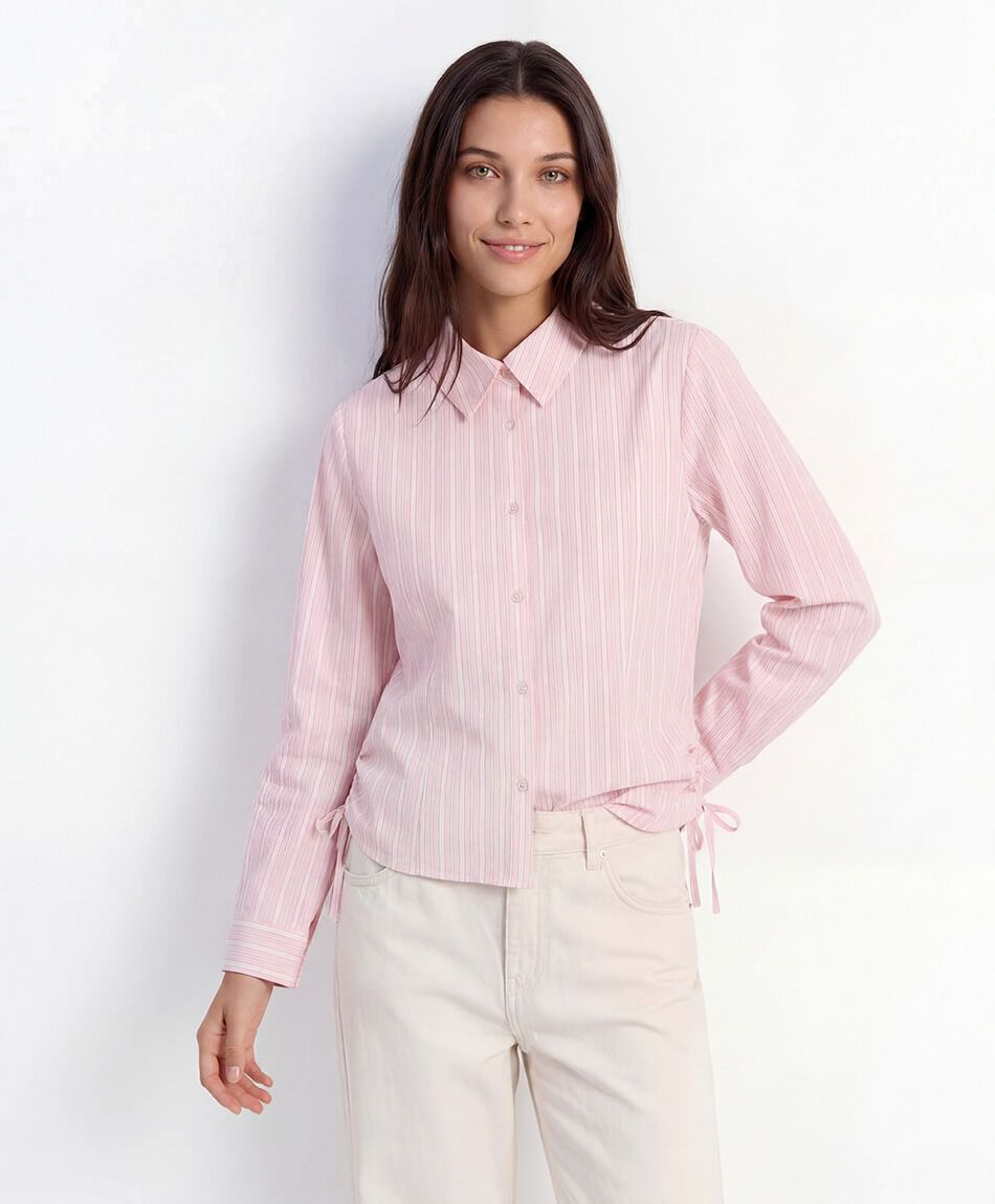 Camisa mujer l&iacute;neas recogida