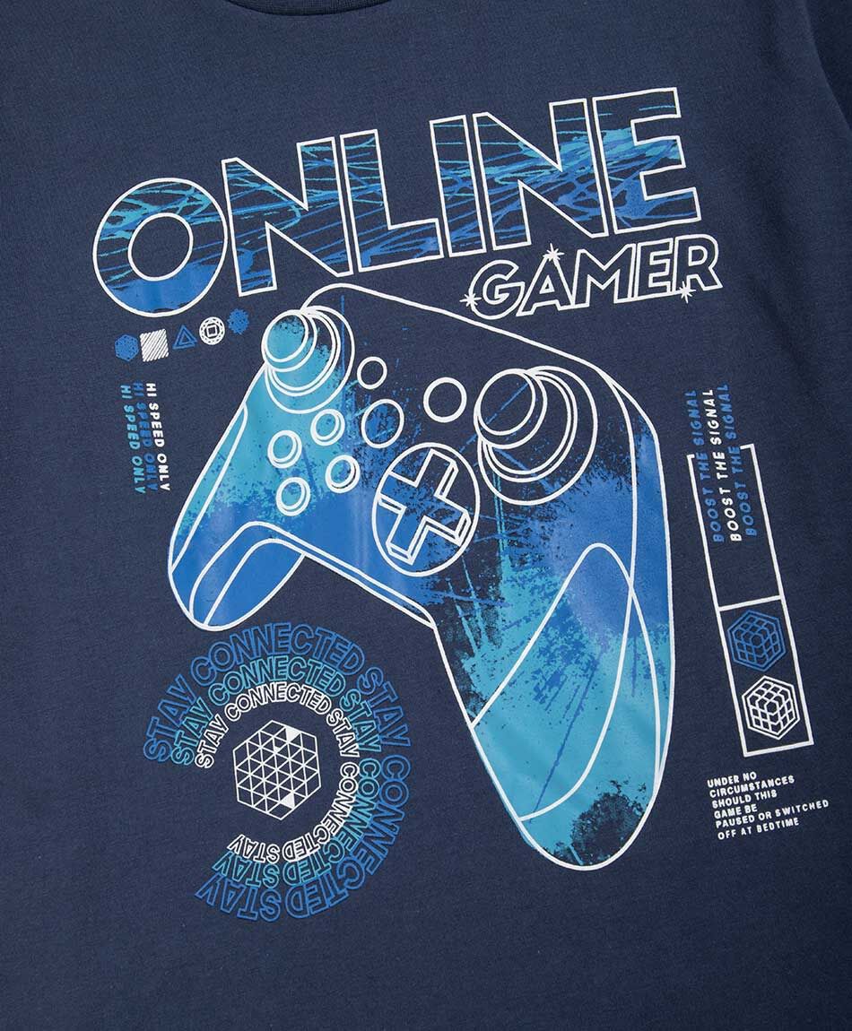 Remera ni&ntilde;o estampado gamer