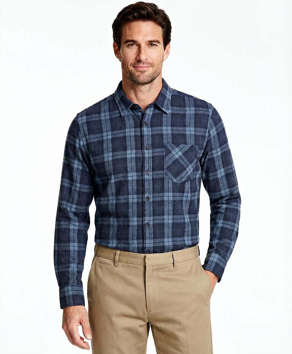 Camisa hombre franela azul
