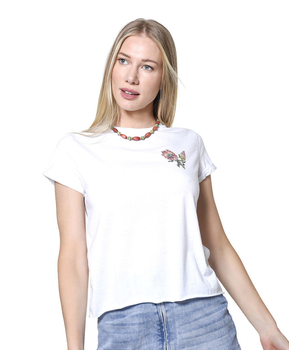 Polera floral doble estampa